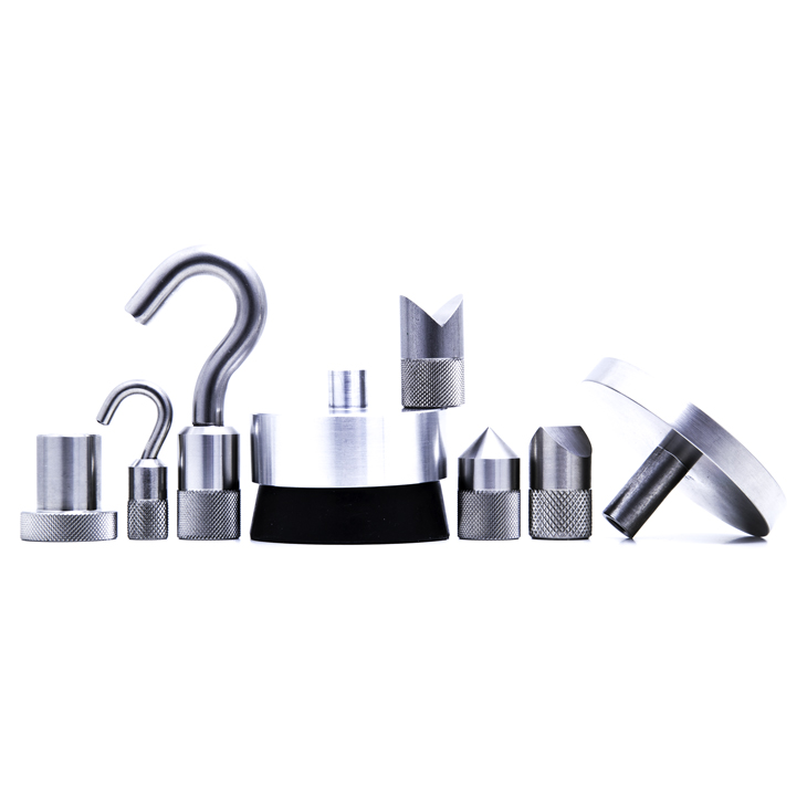 Parts for force transmission of Alluris® force gauges to apply push- or pull force.